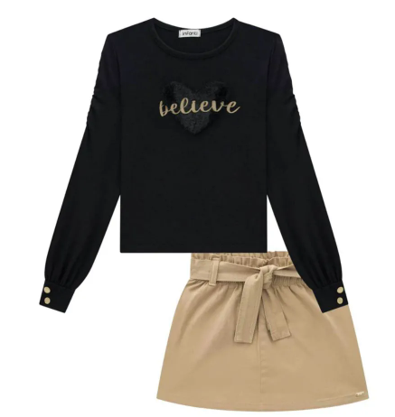 Conjunto Blusa ML + Saia Sarja Infanti 71461