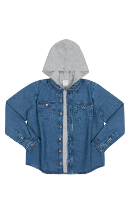 Jaqueta Jeans Infantil Menino com Capuz Malha 20489 Alakazoo