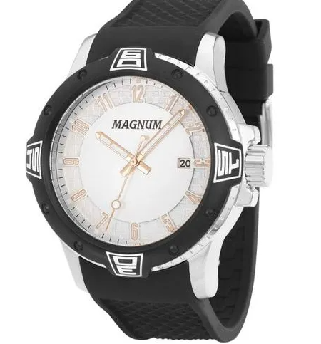 Relógio MAGNUM masculino prata silicone MA34414Q
