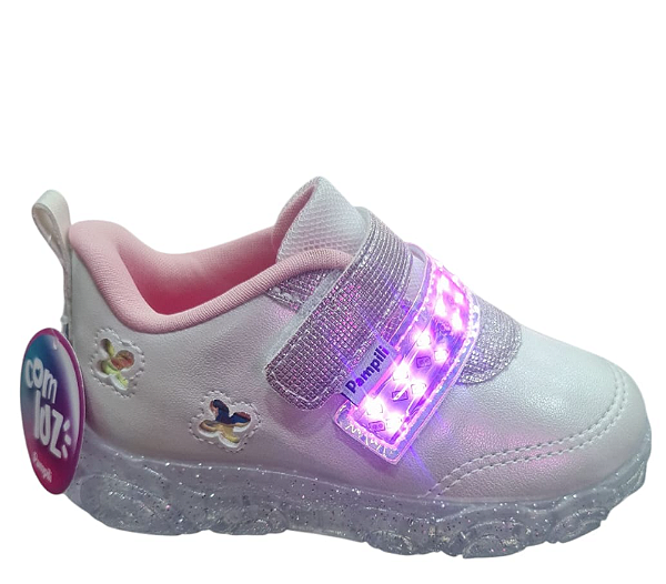 Tênis de Led Infantil Pampili Liz Luz Recortes 682.086.000