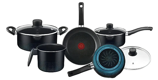 Jogo De Panelas Antiaderentes Smart Preto 5 Peças Rochedo