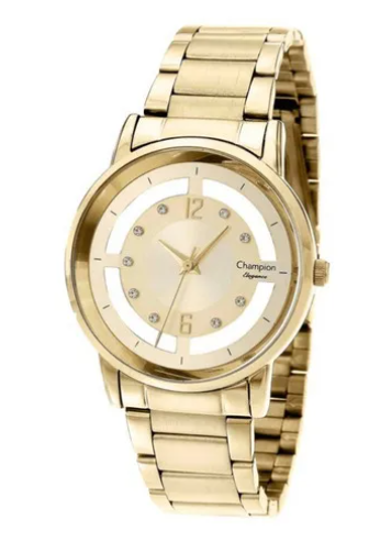 Relógio Champion Feminino - Dourado Com Fundo Bege Cn20891g Dourado