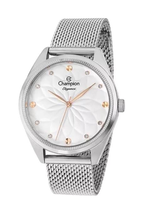 Relógio Champion Kit Feminino Prata Esteira Cn26993c