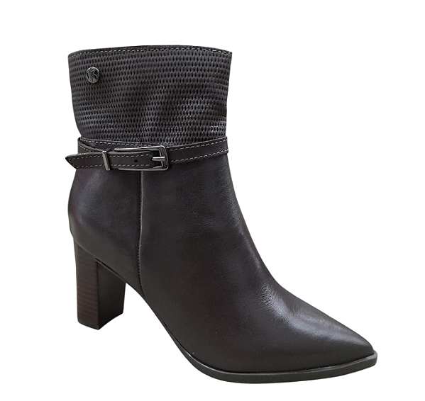 Bota Bottero Couro Salto Bloco Bico Fino Textura 378102