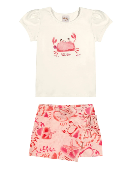 Conjunto Blusa E Shorts Saia Infantil Elian 232221