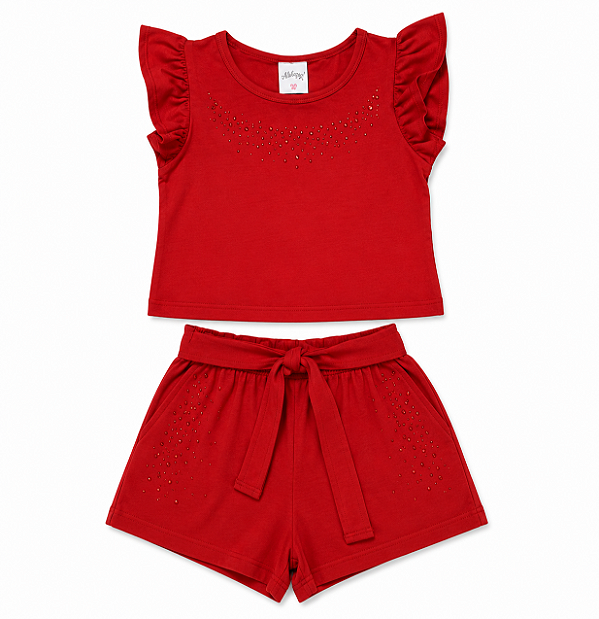 Conjunto Feminino Blusa com Strass e Shorts 46186