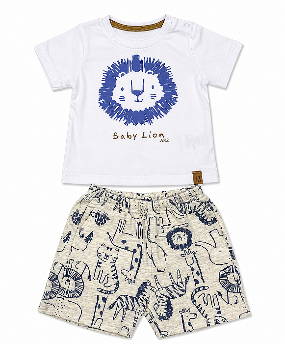 Conjunto Camiseta e Bermuda Leão Bebê Alakazoo 45685