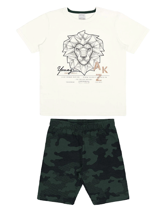 Conjunto Camiseta e Bermuda Infantil Menino - Alakazoo 45749