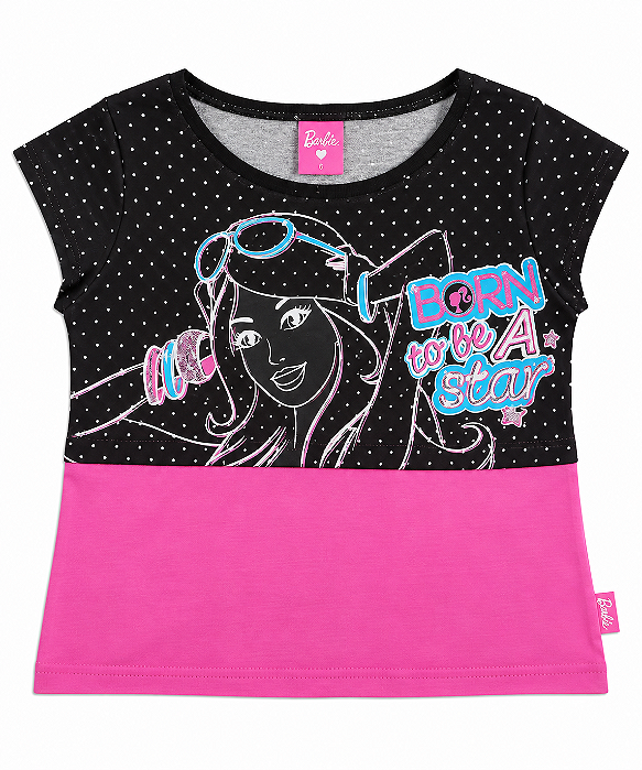 Blusinha Infantil Malwee Barbie Manga curta 2 Peça 34048