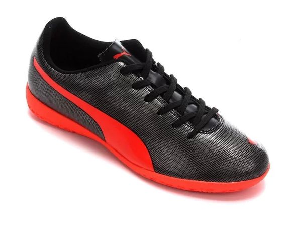 Chuteira Futsal Puma R pido BDP IT Preto e Vermelho Wilian