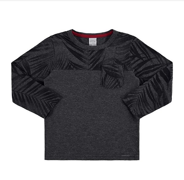 Camiseta Folhas em Malha View Flex Preto Reativo 62585