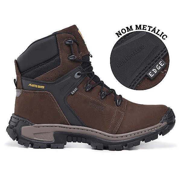 Bota Coturno Masculino com C.A 48.067 Edge Caf Couro Zarb Cal ados
