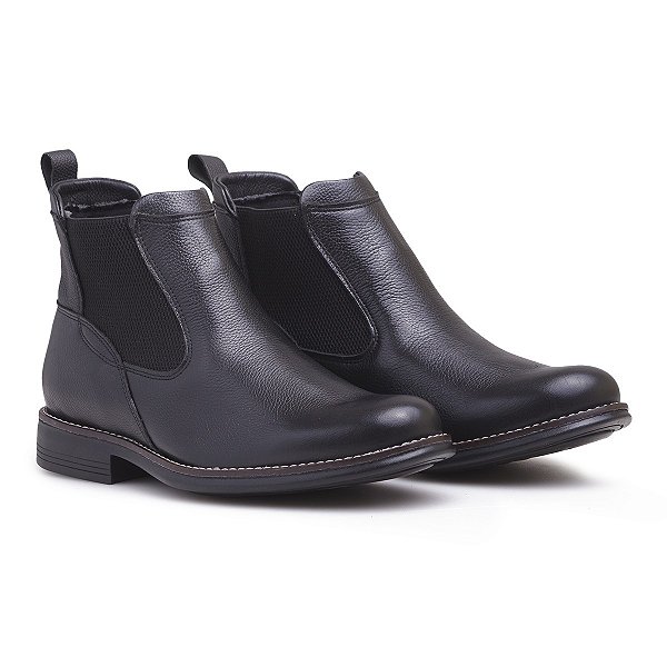 Botina masculina couro deals preta