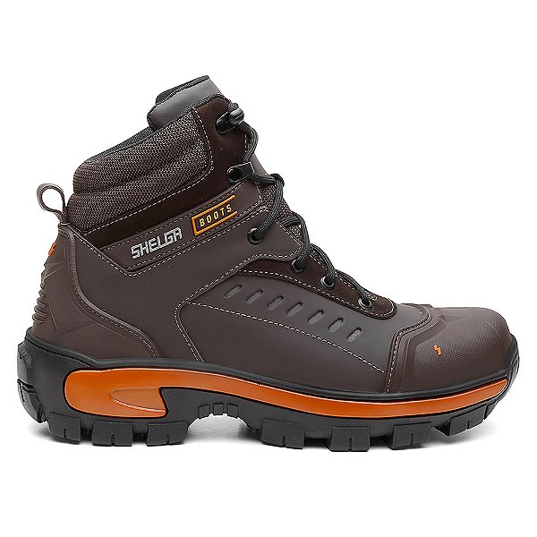 Bota Coturno Adventure Bico Reforçado Trilha Trabalho ZarbShoes Shelga Café C.A 52.083