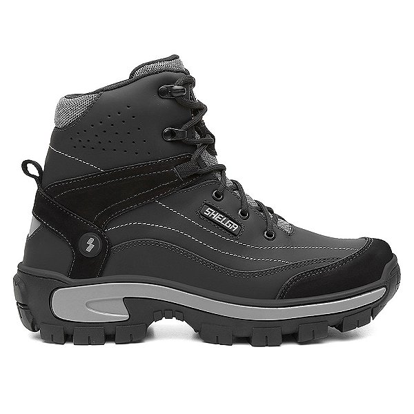 Bota Coturno Adventure Cano Alto Trilha Trekking Semi Impermeável ZarbShoes Shelga Preto C.A 52.083