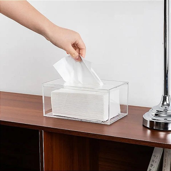 Caixa Em Acrílico 3mm com tampa Articulada papel interfolhas