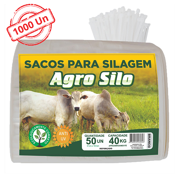 Sacos De Silagem BR 51x100 C/lacres Agro Silo - KIT 1000 Unid