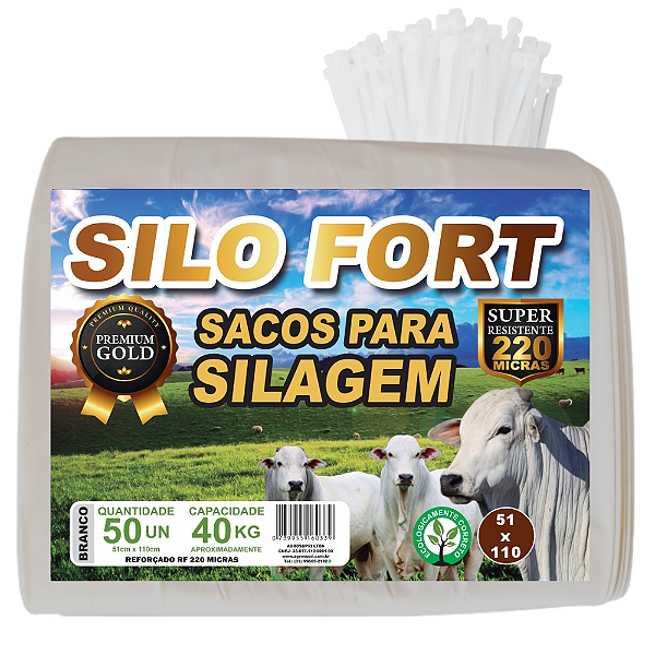 Sacos P/ Silagem Silo Fort Premium 51x110 Reforçado C/ Lacre KIT 1000 Und