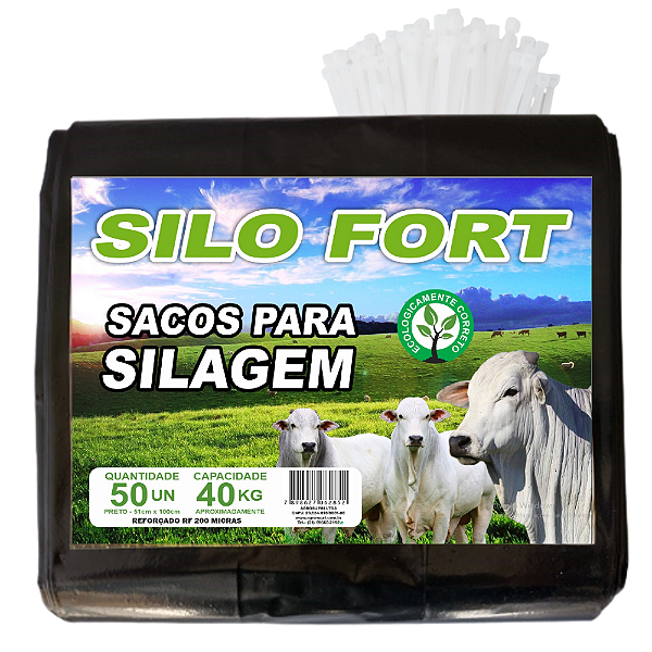 Sacos Para Silagem Prt 51x100 200 Micras C/50 + Abraçadeiras