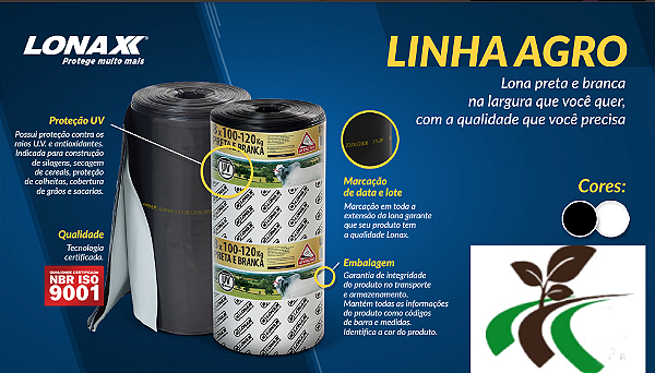 Lona Plástica Agro Preta e Branca 6x50 30kg