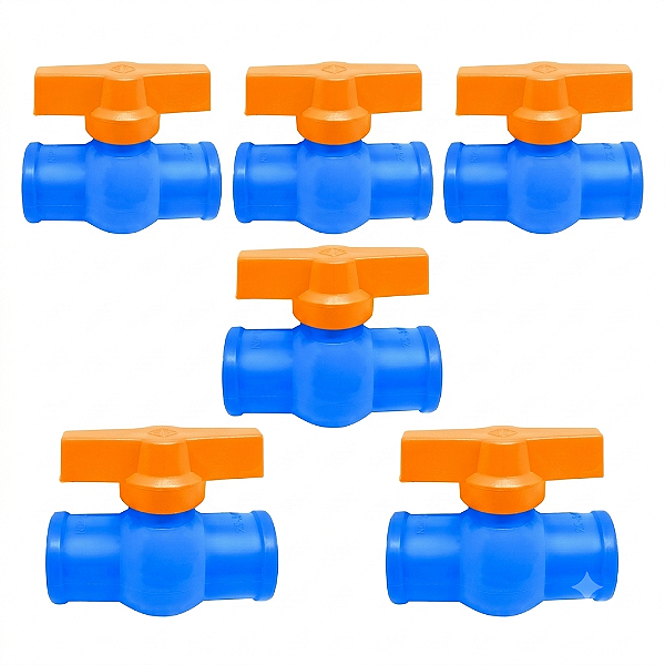Kit 5 Registros Esfera PVC Soldável 20mm Azul P/ Irrigação