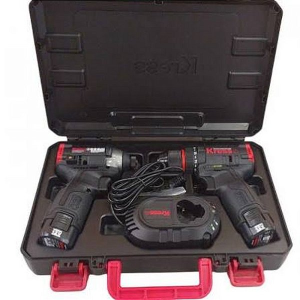 KIT FURADEIRA DE IMPACTO + PARAFUSADEIRA DE IMAPCTO 12V KRESS