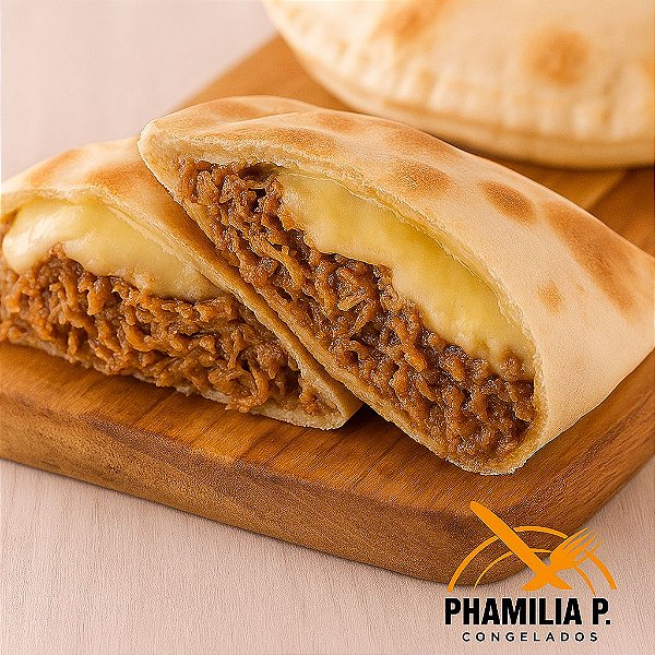 CALZONE MASSA BRANCA CARNE C/ REQUEIJÃO
