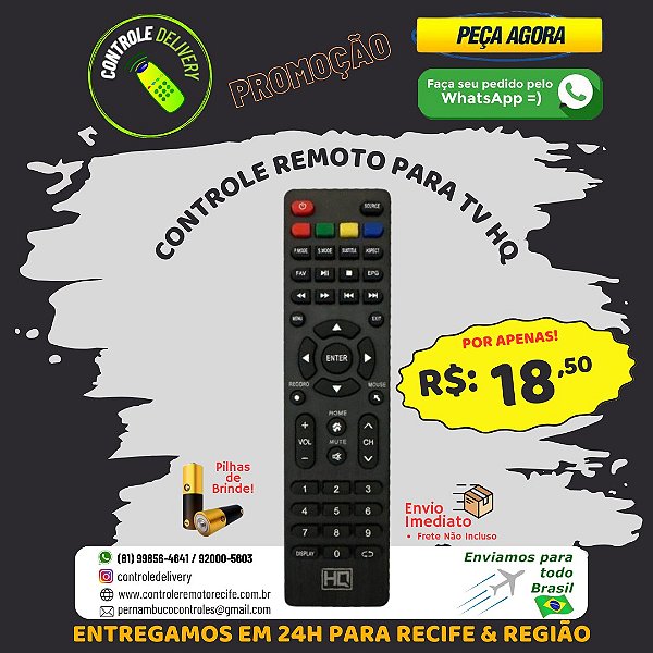 Controle Remoto UNIVERSAL PARA TV HQ COMPATIVEL COM O MODELO ORIGINAL  HQ HQSTV43, HQSTV50, HQSTV55 / HQSTV50NY / HQSTV50NKH