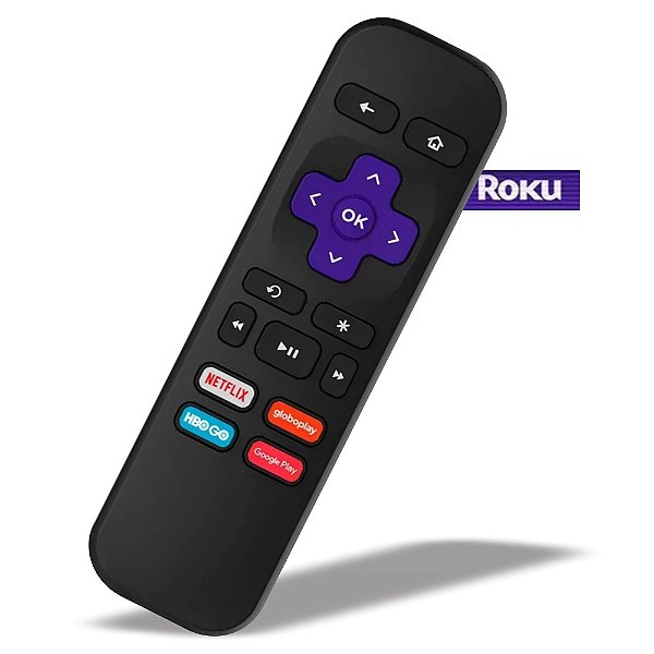 Controle Roku Tv Express com teclas de atalho netiflix, hbo go e globoplay
