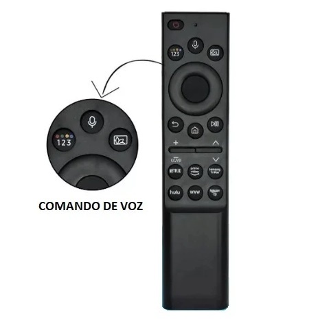 Controle Remoto TV Samsung com Comando de Voz, Netflix e PrimeVideo