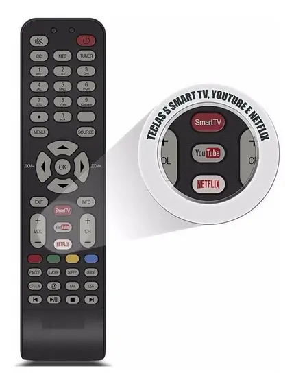 Controle Remoto Compatível com  Tv Semp Tcl 4k Rc199e com YouTube/Netflix