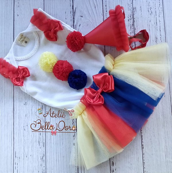 Body Mini tutu Palhacinha Circo Vermelho