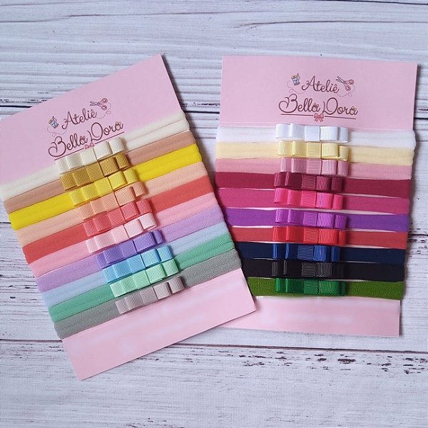 Kit com 20 faixinhas para bebê lacinho chanel mini