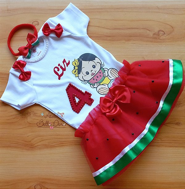 Body Mini tutu Magali baby com faixinha