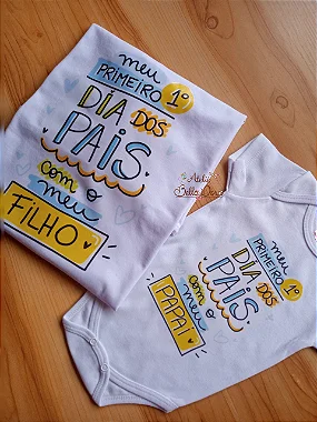 Kit camiseta dia dos pais - camiseta Adulto e body Bebê Menino