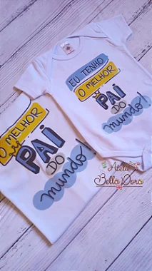Kit camiseta dia dos pais - camiseta Adulto e body Bebê Menino