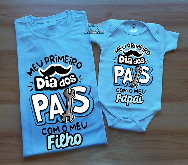 Kit camiseta dia dos pais - camiseta Adulto e body Bebê Menino