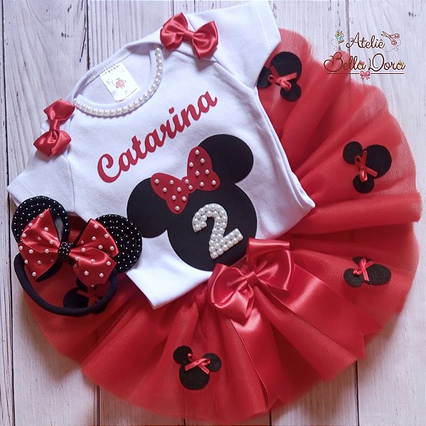 Conjunto tutu Minnie Vermelha