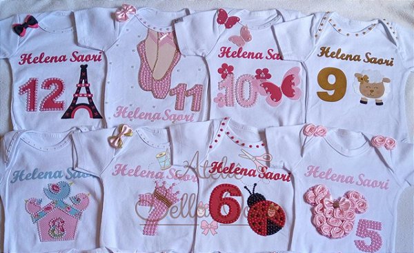 Kit com 8 bodys para Mesversário