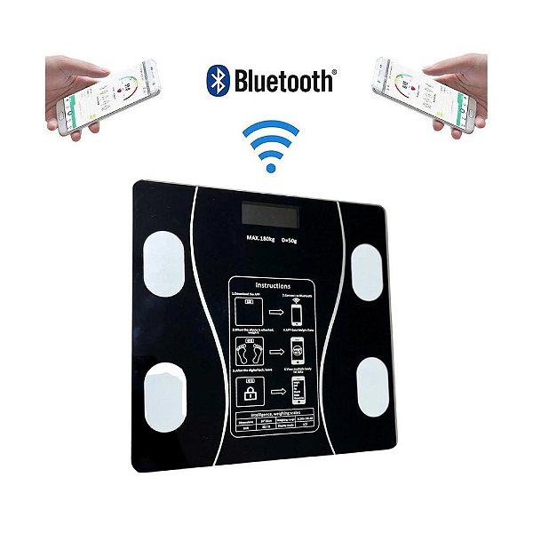 Balança digital corporal c/ Bioimpedância e aplicativo via Bluetooth