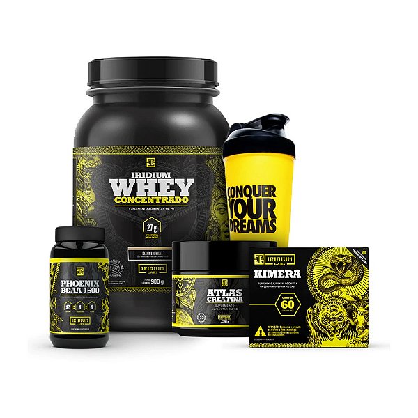 Kit Kimera + Whey Protein + BCAA+ Creatina + Coqueteleira - Iridium Labs