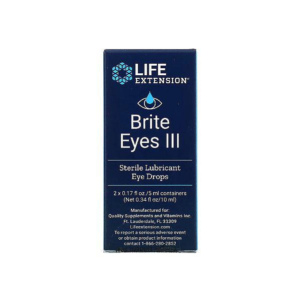 Colírio Lubrificante Brite Eyes III 2 Frascos de 5ml - Life Extension