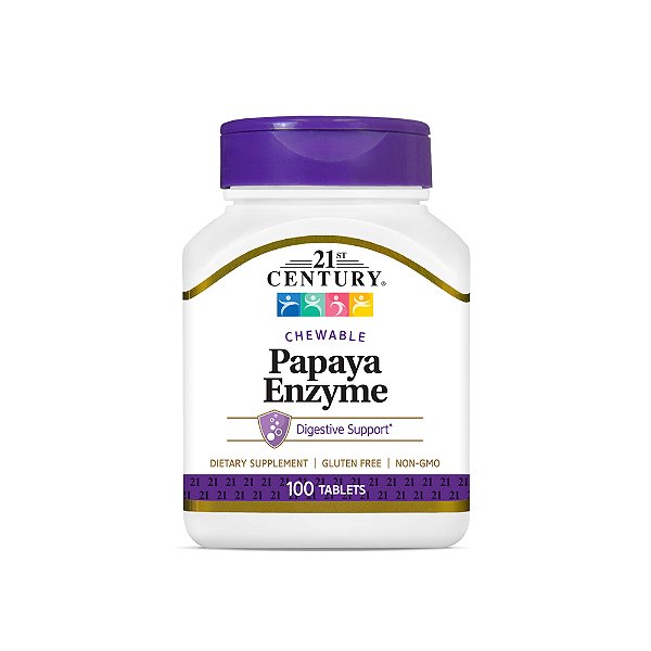 Papaya Enzyme (Enzima de mamão) 100 Tabletes mastigáveis - 21st Century
