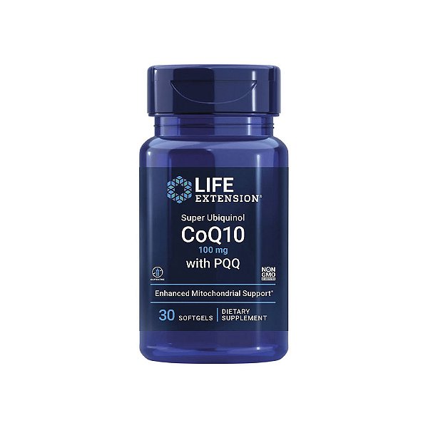 Super Ubiquinol CoQ10 100mg com PQQ 30 Softgels - Life Extension