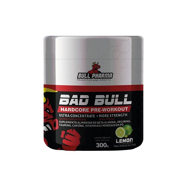 Pré-treino Bad Bull Hardcore 300g Limão - Bull Pharma