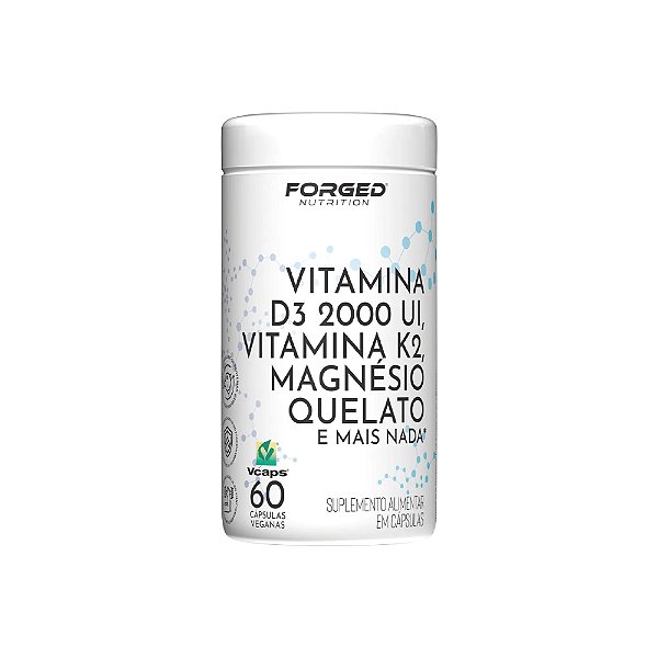 Vitamina D3 2000 UI + Vitamina K2 + Magnésio Quelato 60 Veg Cápsulas - Forged Nutrition