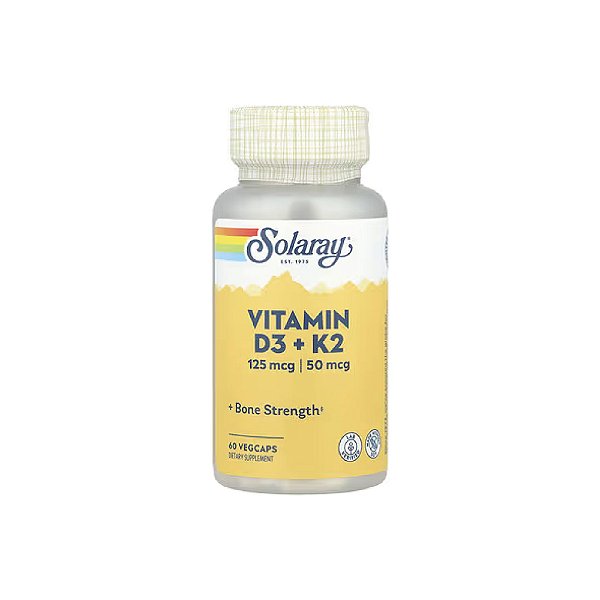 Vitamina D3 5,000 Ui + K2 50mcg 120 Veg Cápsulas - Solaray
