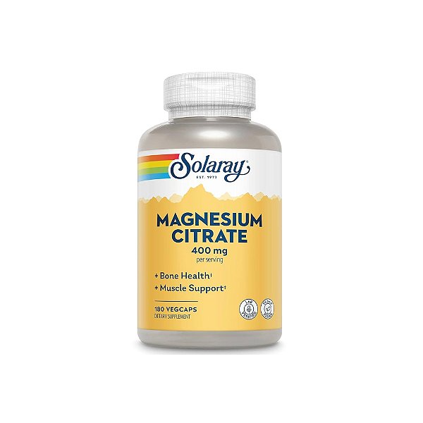 Citrato de Magnésio 400mg 180 Veg Cápsulas - Solaray