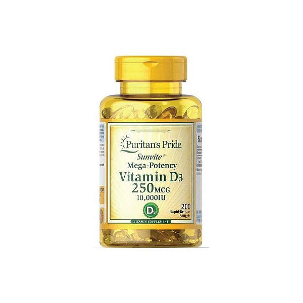 Vitamina D-3 10,000 Ui 200 Softgels - Puritan's Pride