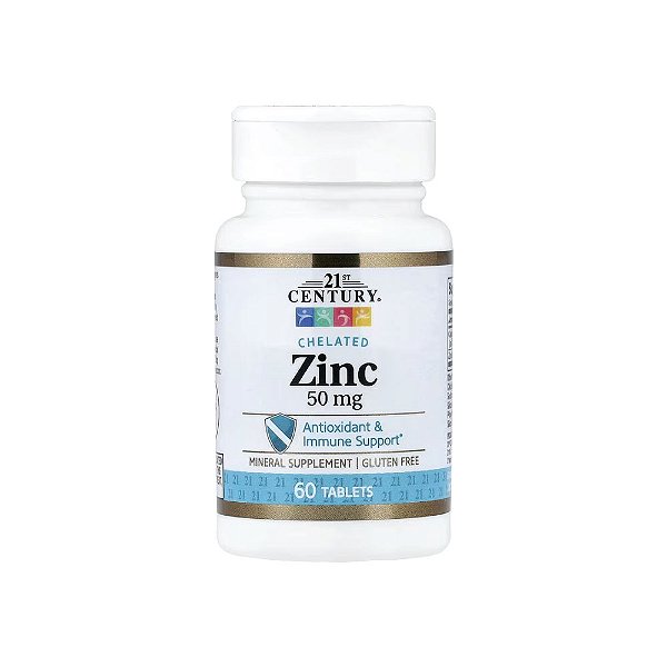 Zinco Quelato 50mg 60 Tabletes - 21st Century